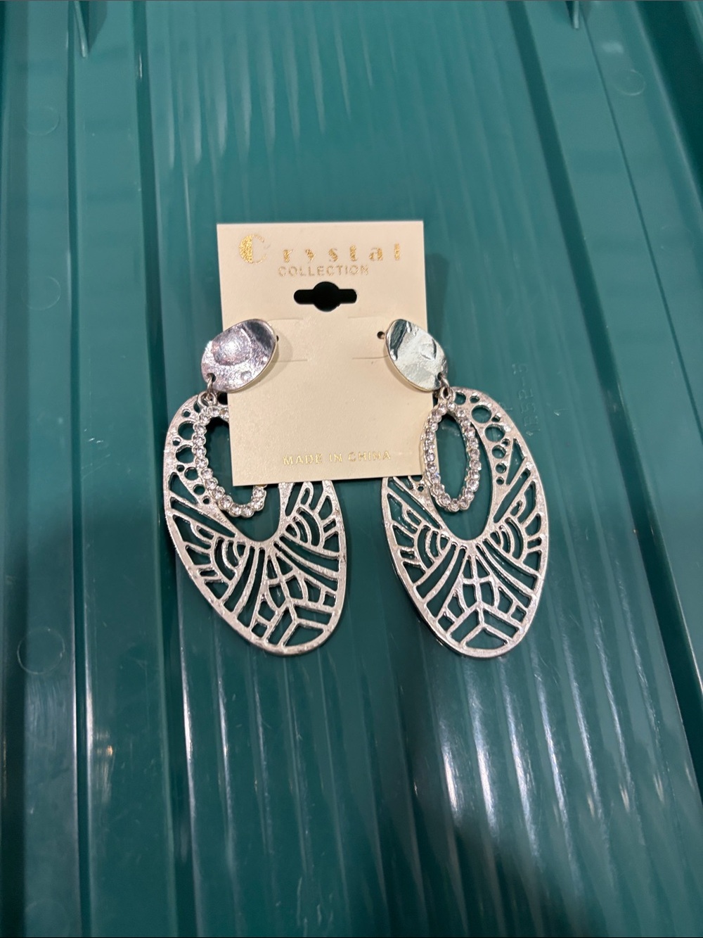 Silver Filigree Oval Drop Earrings